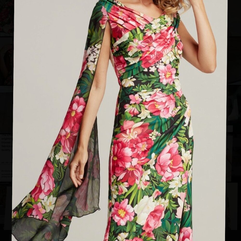 Tadashi Shoji Wyeth cape sleeve floral dress